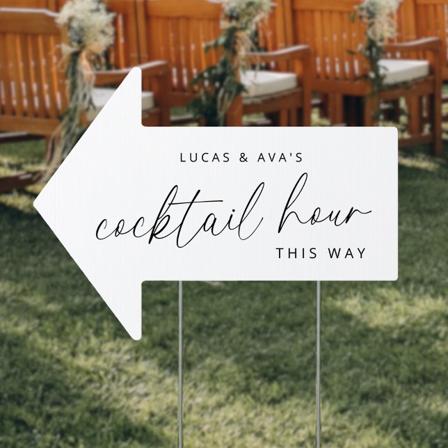 Minimalist Wedding Cocktail Hour This Way Arrow Sign (Creator Uploaded)