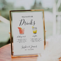 Minimalist Wedding Cocktail Signature Drink Sign