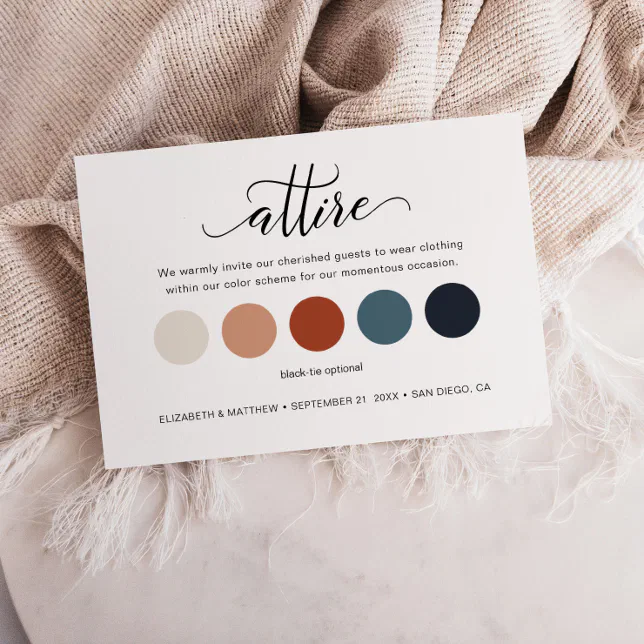 Minimalist Wedding Color Palette Attire Cards | Zazzle