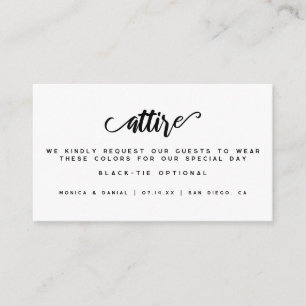 Minimalist Wedding Color Palette Attire Cards