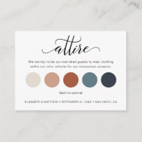 Minimalist Wedding Color Palette Attire Cards