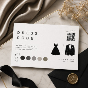 Minimalist Wedding Color Palette Dress Code QR Enclosure Card