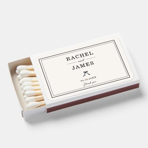 Minimalist Wedding Coquette Bow Elegant Custom Matchboxes