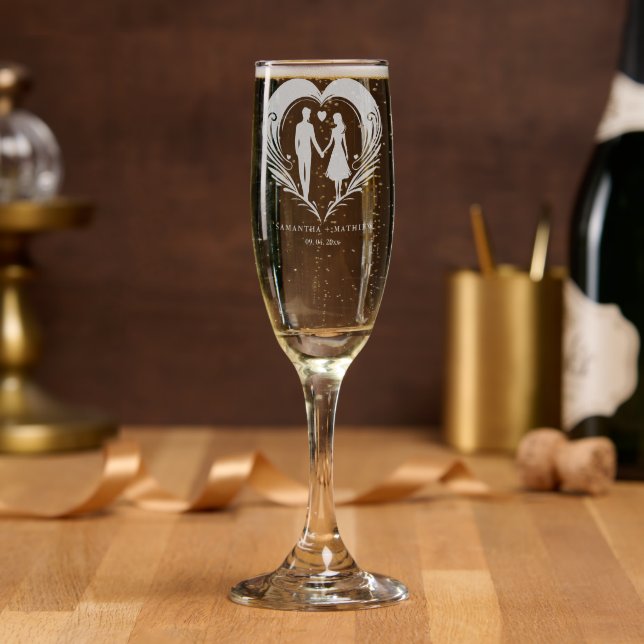 Minimalist wedding Couple Holding Hands Gifts  Champagne Flute (Party)