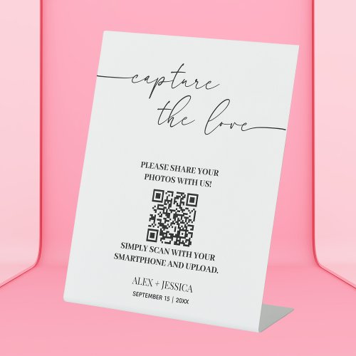 Minimalist Wedding Cpture The love  Photo Sharing Pedestal Sign