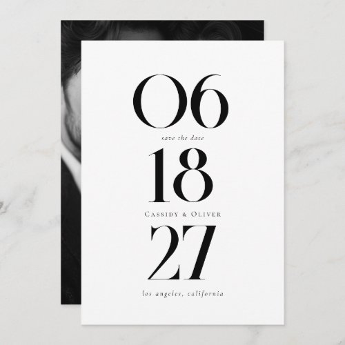 Minimalist Wedding Date Bold Black White Photo Save The Date
