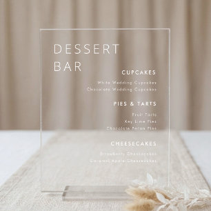 Minimalist Wedding Dessert Bar Menu Acrylic Sign