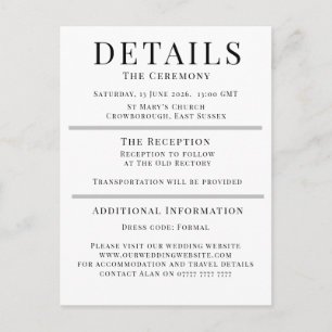 Minimalist Wedding Details Card   Elegant Editable