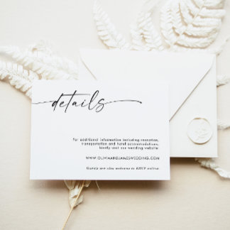 Minimalist Wedding Details Card, Enclosure Cards