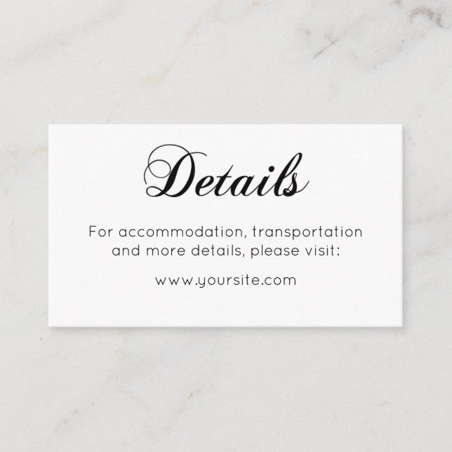 Minimalist wedding details card Simple insert card (Front)