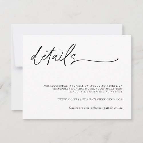 Minimalist Wedding Details Card  Wedding Website