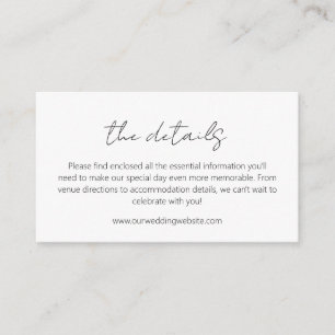 Minimalist Wedding Details Enclosure Card
