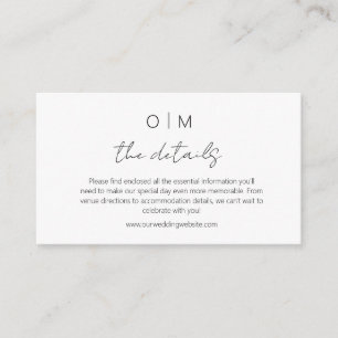 Minimalist Wedding Details Enclosure Card