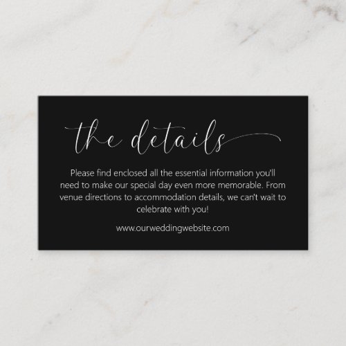 Minimalist Wedding Details Enclosure Card