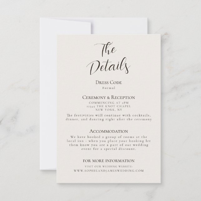 Minimalist Wedding Details Enclosure Card - EC01 (Front)