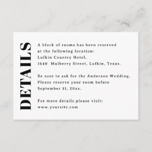 Minimalist Wedding Details   Hotel & Accommodation Enclosure Card