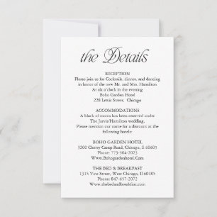Minimalist Wedding Details Information Insert Card