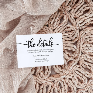 Minimalist Wedding Details Insert Card Modern