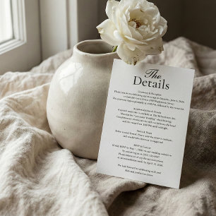 Minimalist Wedding Details Photo White Enclosure Card