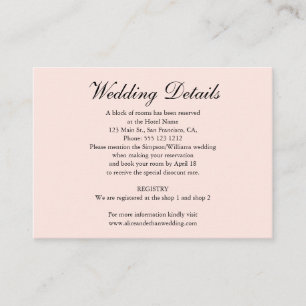 Minimalist Wedding Details with Photo Blush Pink Enclosure Card