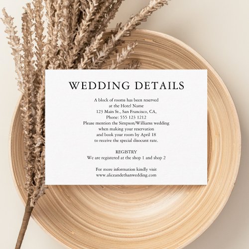 Minimalist Wedding Details with Photo Enclosure Card