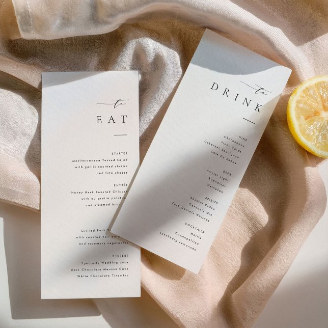 Minimalist Wedding Dinner and Drink Menu (Creator Uploaded)