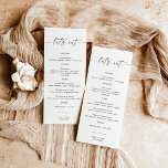 Minimalist Wedding Dinner Food Menu | Let's Eat<br><div class="desc">This beautiful Wedding Menu features handwritten calligraphy with a minimalist modern layout - a perfect accent for your wedding or special event. Use this menu for any occasion whether it be your wedding, bridal or baby shower, engagement party, retirement party... whatever you'd like! Easily edit *most* wording to fit your...</div>