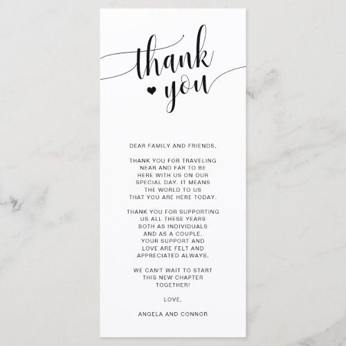 Minimalist Wedding Dinner Menu and Thank You Card