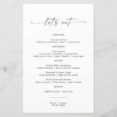 Minimalist Wedding Dinner Menu Lets Eat Food Menu