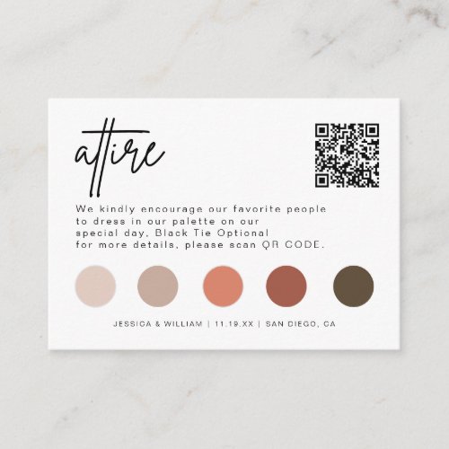 Minimalist Wedding Dress Code Guest Attire QR Code Enclosure Card