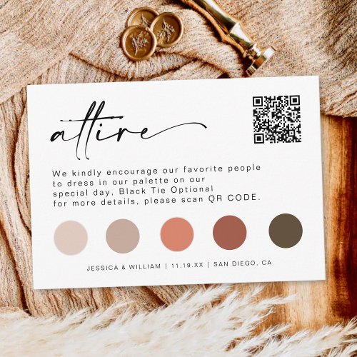 Minimalist Wedding Dress Code Guest Attire QR Code Enclosure Card