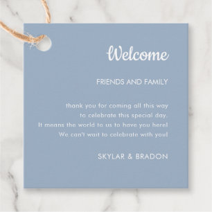 Minimalist Wedding Dusty Blue Welcome Gift Favor Tags