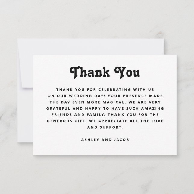 Minimalist Wedding | Elegant Modern Typography Thank You Card (Front)