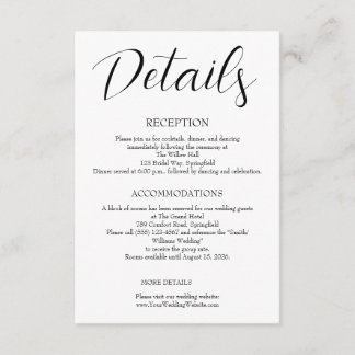 Minimalist Wedding  Enclosure Card