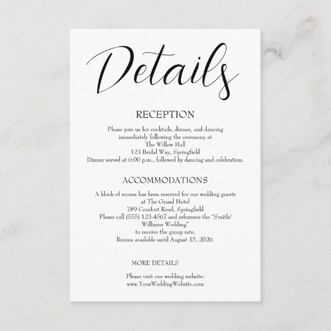 Minimalist Wedding  Enclosure Card (Front)