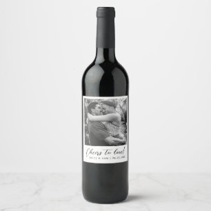 Minimalist Wedding Engagement Custom Photo Favor Wine Label