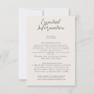 Minimalist Wedding Essential Info Enclosure Card