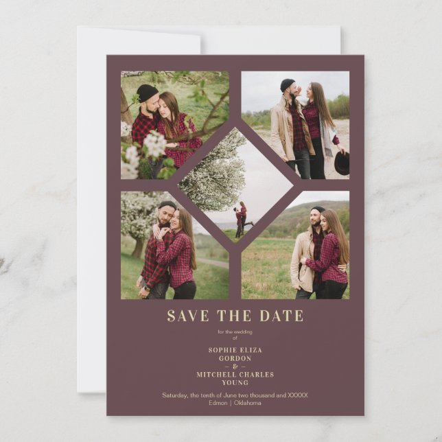 Minimalist Wedding Fancy 5 Photos Collage  (Front)