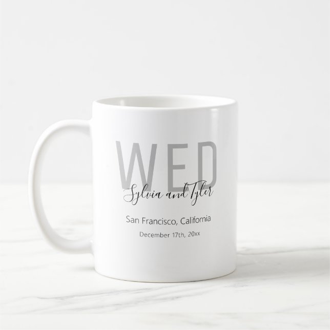 Minimalist Wedding Favor Coffee Mug (Left)