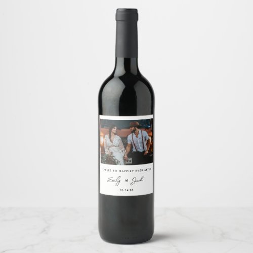 Minimalist Wedding Favor Photo Wine Label 
