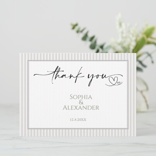 Minimalist Wedding Favor  Thank You Card (Standing Front)