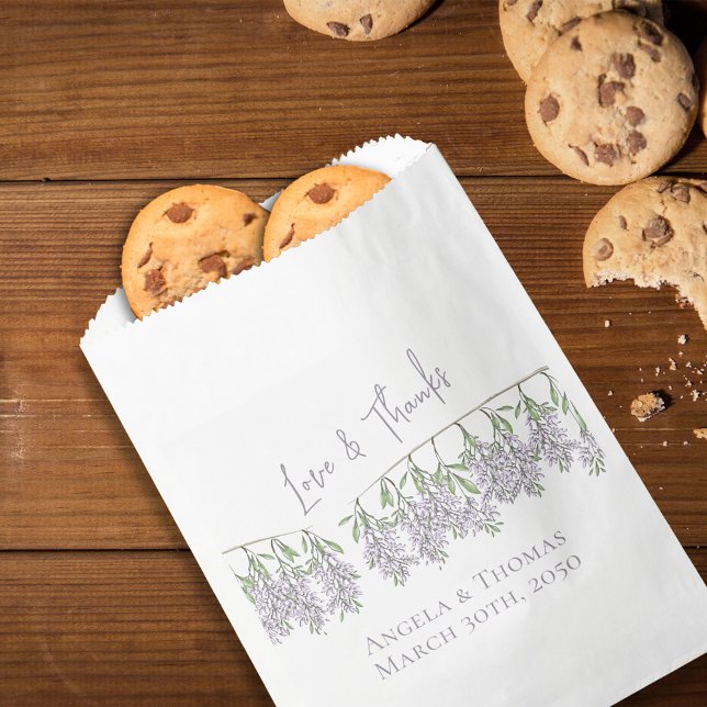 Minimalist Wedding Favors Floral Lavender Elegant Favor Bag (With Love and Thanks Wedding Lavender Lilac Wisteria Favor Bag)