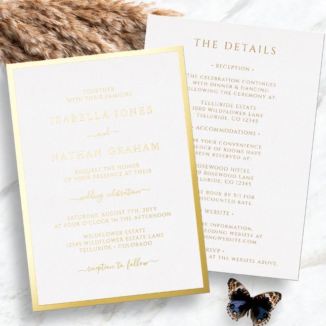 Minimalist Wedding Foil All In One Invitation Foil Invitation (Elegant Minimalist Wedding Foil All In One Invitation Foil Invitation by Painted Paperie
)