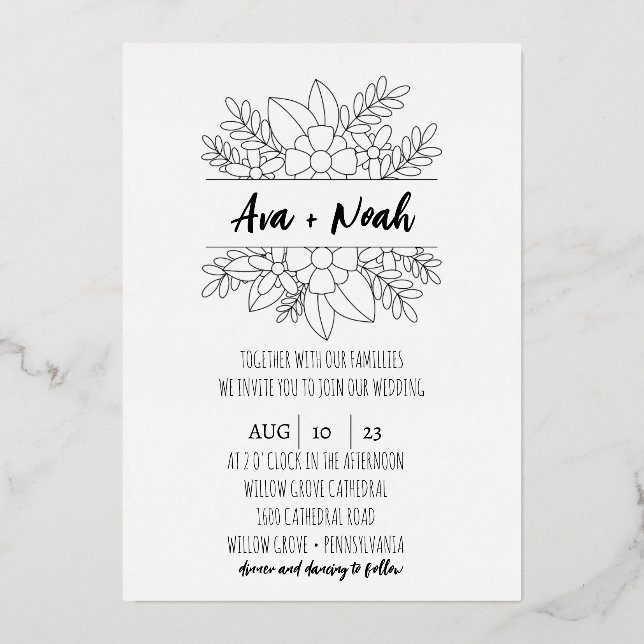 Minimalist Wedding Foil Invitation (Front)