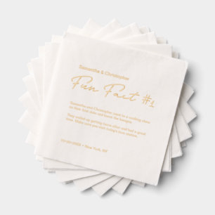 Minimalist wedding fun fact Custom gold foil Foil Napkins