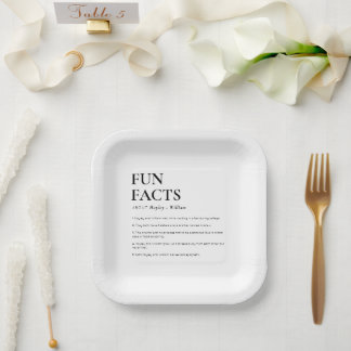Minimalist Wedding Fun Facts Paper Plates