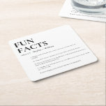 Minimalist Wedding Fun Facts Square Paper Coaster<br><div class="desc">Entertain your wedding guests with some fun and interesting facts about your love story with these wedding fun facts paper drink coasters. The design features a minimalist design with a script calligraphy heading. The script heading is an image that cannot be edited. All of the other text is fully editable....</div>