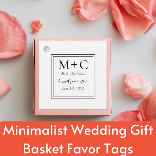 Minimalist Wedding Gift Basket Favor Tags 