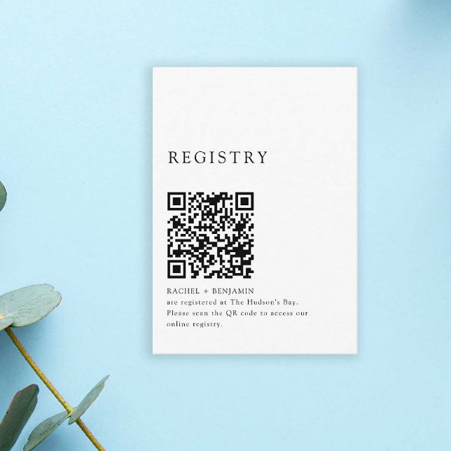 Minimalist Wedding Gift Registry Online QR Code Enclosure Card (Creator Uploaded)