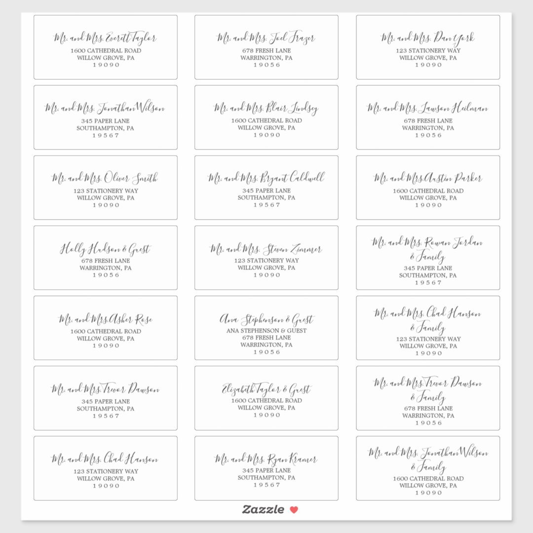 Minimalist Wedding Guest Address Labels | Zazzle